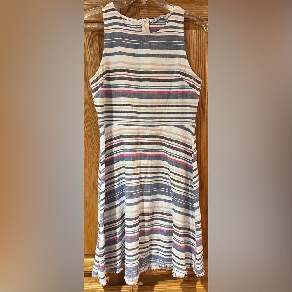 ZARA Basic Denim Couture Boho Beachy Coastal Cruise Striped Dress Size Medium